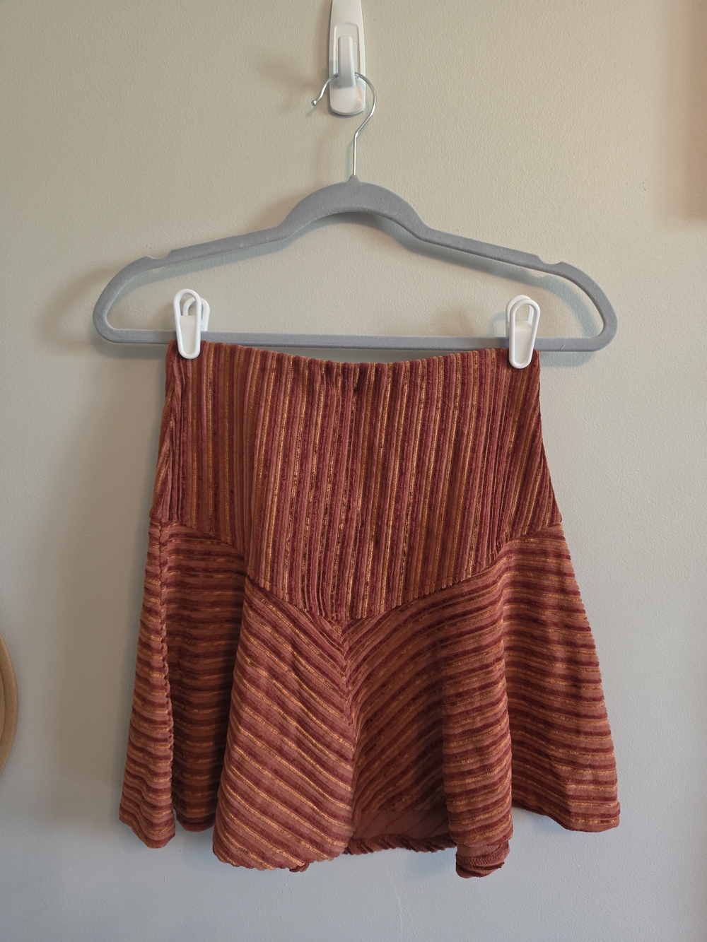 Free People Ribbed Burnt Orange Striped Skater Skirt